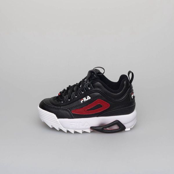 Fila Disruptor 2 Logo Reveal Boy's Sneakers - Black/White/Red,NZ 470-76419